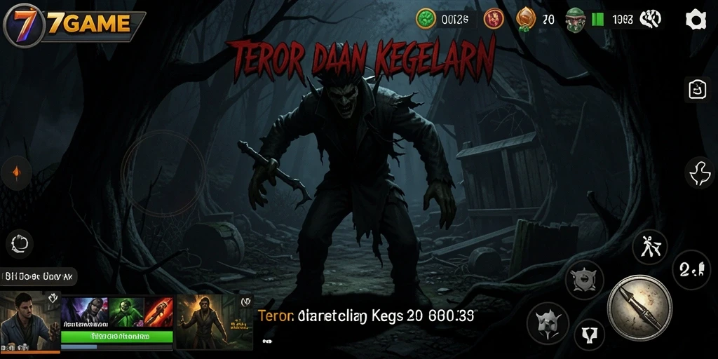 Screenshot gameplay menegangkan dari 7GAME yang menunjukkan suasana horor.