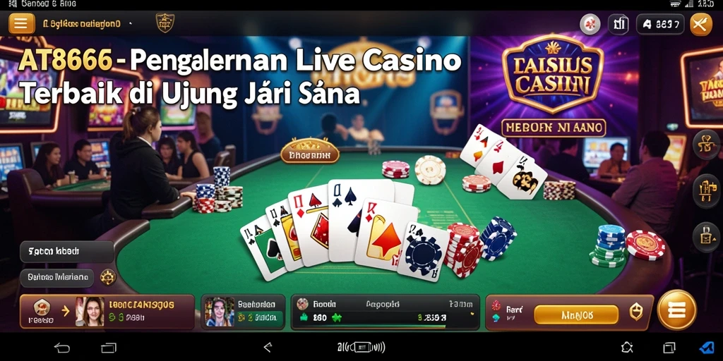 Screenshot gameplay AT866 yang menampilkan dealer langsung dan suasana kasino.