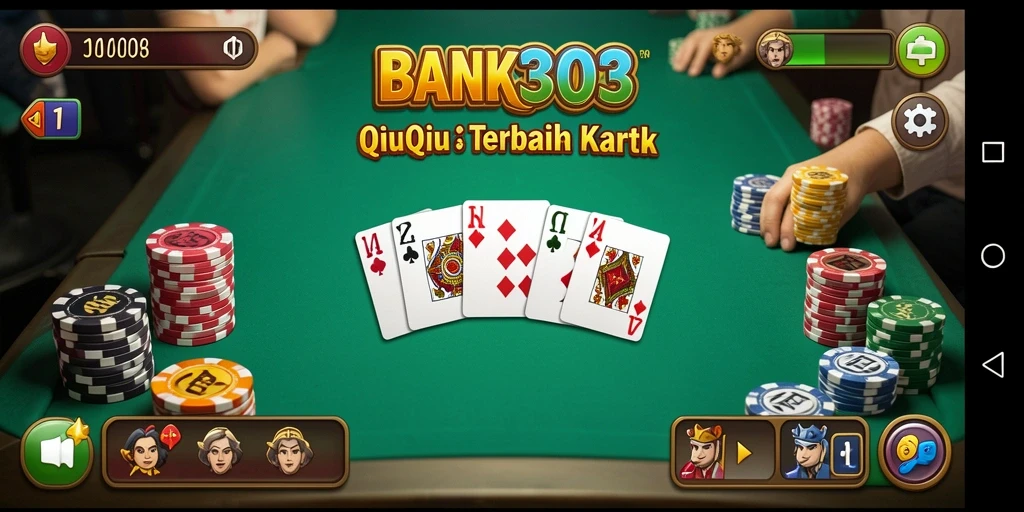 Screenshot permainan BANK303 menampilkan pertempuran QiuQiu yang seru.