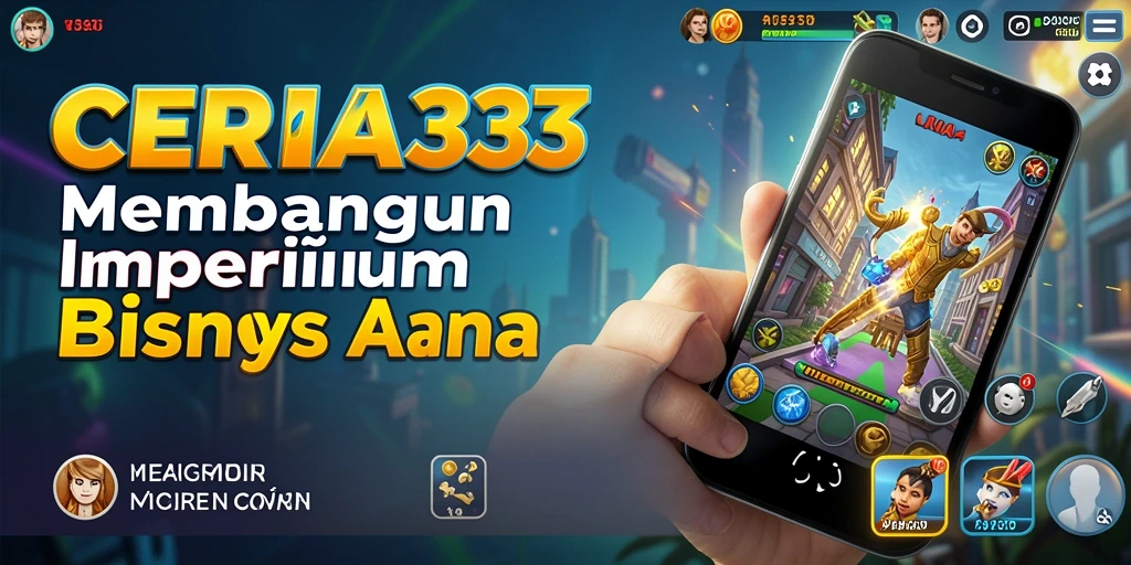 Screenshot gameplay CERIA33 menampilkan pembangunan bisnis yang dinamis.