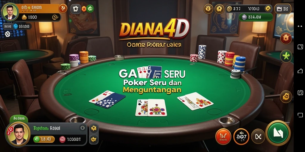 Screenshot gameplay DIANA4D menampilkan aksi seru poker.