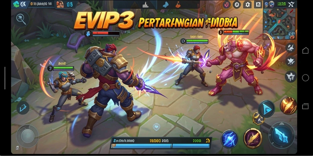 Tampilan mendebarkan saat pertempuran dalam EVIP3 MOBA.