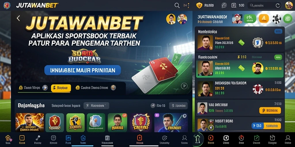 Tampilan menarik dari aplikasi JUTAWANBET yang menampilkan taruhan olahraga secara langsung.