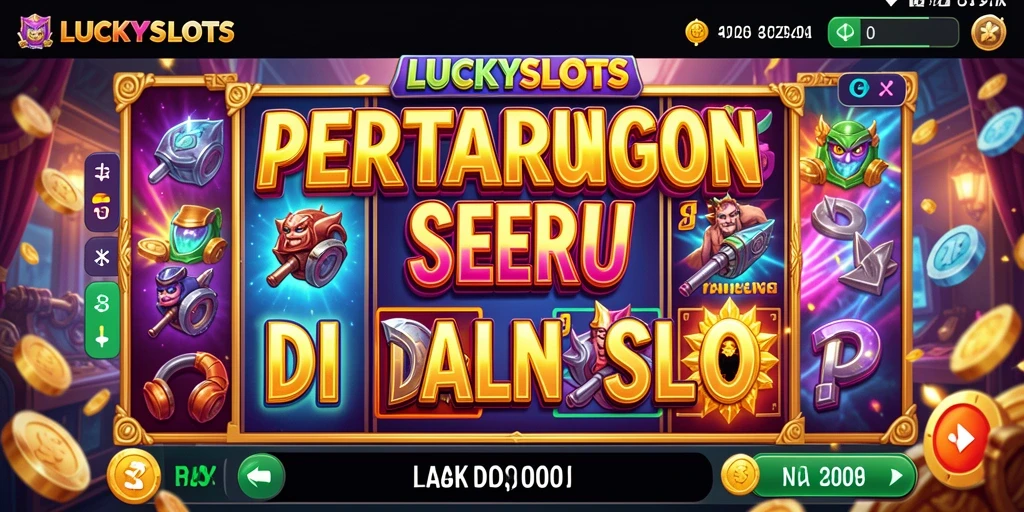 Gameplay LUCKYSLOTS menunjukkan pertarungan seru di medan slot.