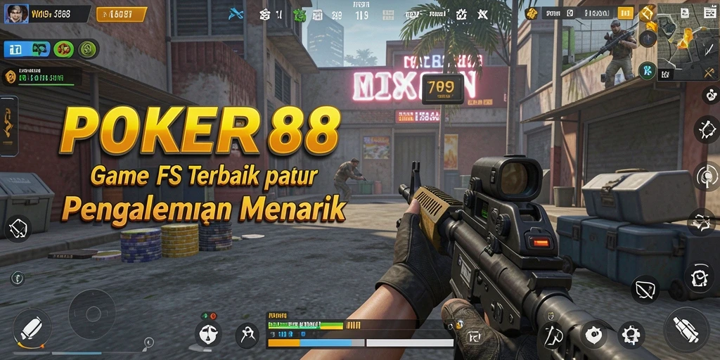 Screenshot utama POKER88 menampilkan aksi seru dalam gameplay FPS.