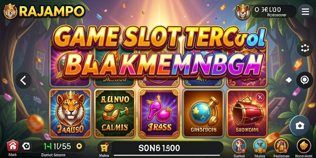 Screenshot gameplay RAJAMPO yang menarik dengan simbol-simbol slot.