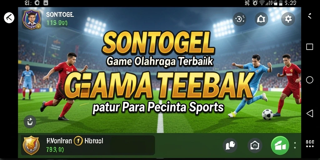 Screenshot utama SONTOGEL menampilkan aksi pertandingan olahraga yang seru.