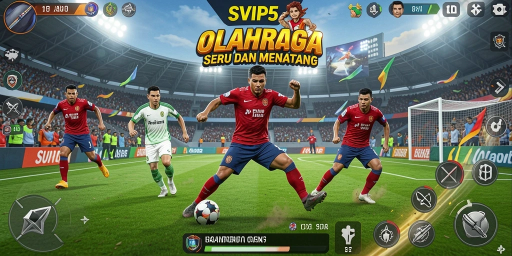 Tangkapan layar SVIP5 menampilkan aksi seru dalam permainan olahraga.